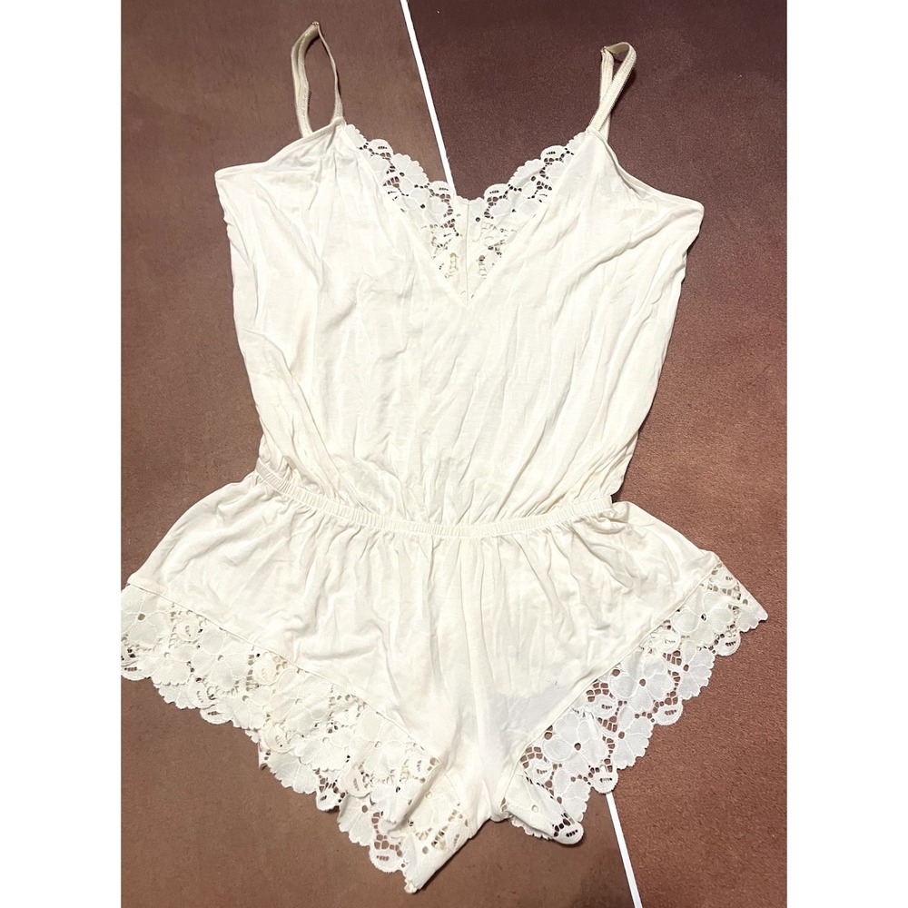 EBERJEY $138 Ivory Naya Lace Teddy Romper Sleepwear Size XS Soft Comfort Elegant - Picture 5 of 15